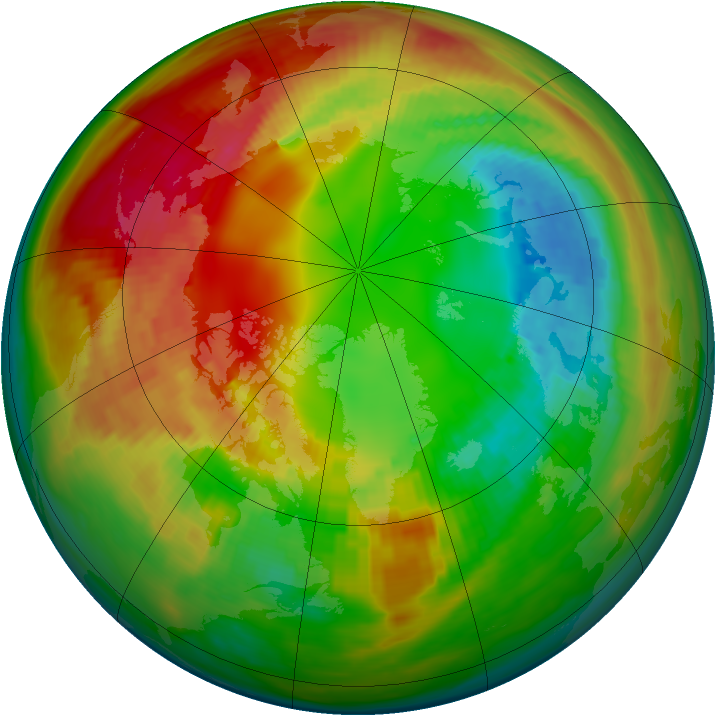 Arctic ozone map for 14 February 1984